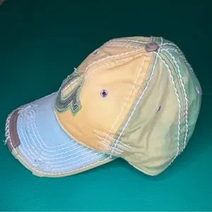True Religion Distressed Green Yellow Blue Hat Y2K Strapback Cap True Religion Distressed Green Yellow Blue Hat Y2K Strapback  main image 3